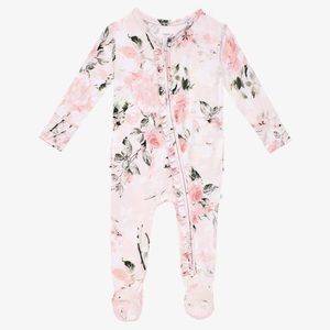 Posh Peanut Vintage Rose Footie Ruffled Zippered One Piece 3-6m Bamboo Sleeper